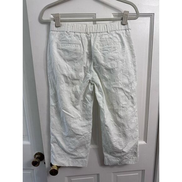 Kim Rogers White Embroidered Crop Pants Women's 6P Beach Summer Capris - Picture 4 of 5